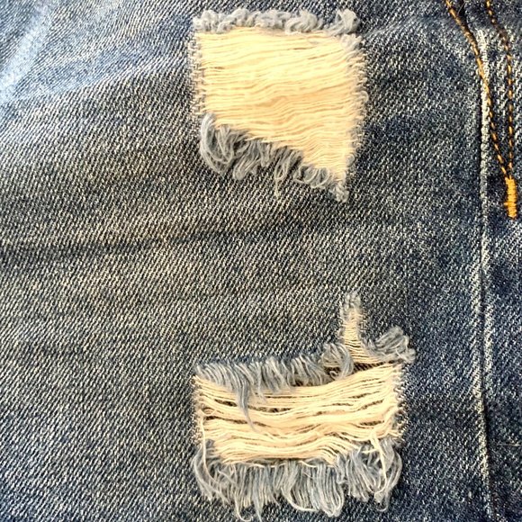 Guilded Intent Buckle High Rise Short Size 26 Distressed Blue Skinny Denim - Picture 6 of 14